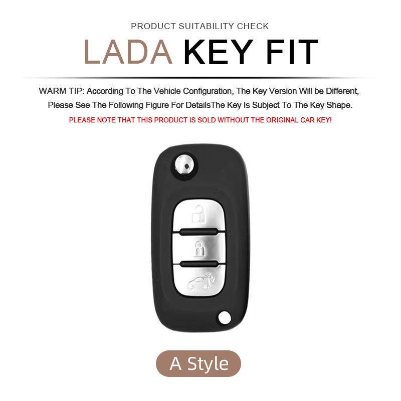 New Zinc Alloy Leather Car Key Cover, For Lada Vesta Granta Xray Kalina Priora Sedan Sport, Protected Keychain Bag, Accessories