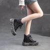 Johnature Cizme Retro Hollow-out din Plasă Respirabilă Pantofi cu Platformă Plată Confortabili și Versatili pentru Femei