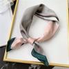Fashion Chain Silk Scarf Women's Spring and Summer Versatile Small Scarf Simulation Silk Scarf Simple Plaid Color Matching Scarf Decoration