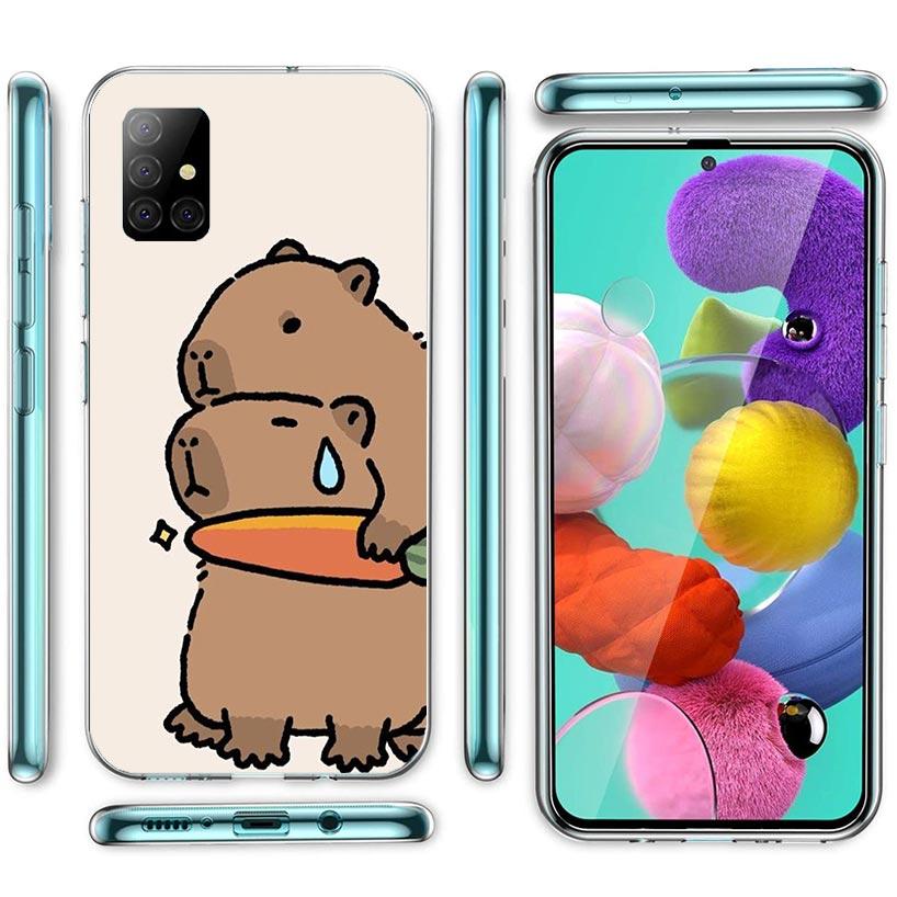 Funny Capybara Cartoon Animal Phone Case For Samsung Galaxy A12 A52S A42 A32 A22 A51 A50 Note 20 Ultra 10 S10 Plus A71 A70 A31 A