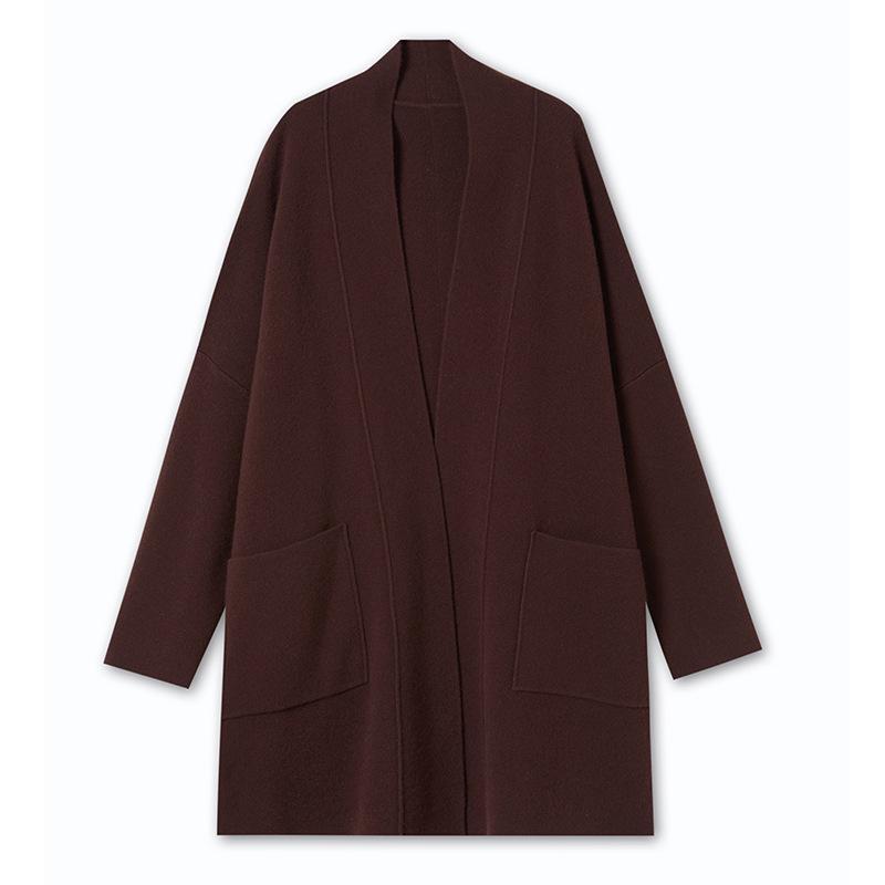 

Женское зимнее пальто 2025 года из мериносовой шерсти двустороннее длинное L (suitable for 120-135 jin) кофейный/красный