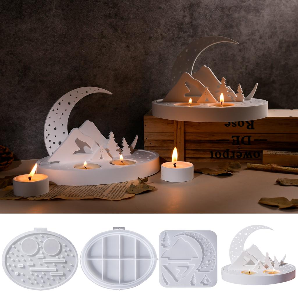 Moon Shape Candle Holder Resin Mould, Candle Plaster Drip Mould, Moon Resin Mould, Epoxy Resin Mould, Atmosphere Scene Mould