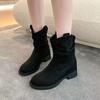 Fashion Retro boots women's new autumn style thick heels short boots  simple comfortable versatile anti slip wear-resistant boots