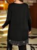 Plus Size Sequin Patchwork Sweetheart Neck Long Sleeve Top - Spring/Autumn