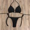 Europäischer und Amerikanischer Einfarbiger Sexy Dreiteiliger Bikini mit Verstellbaren Trägern für Damen