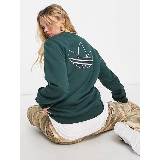 

Серый зеленый свитер с трилистником adidas Originals