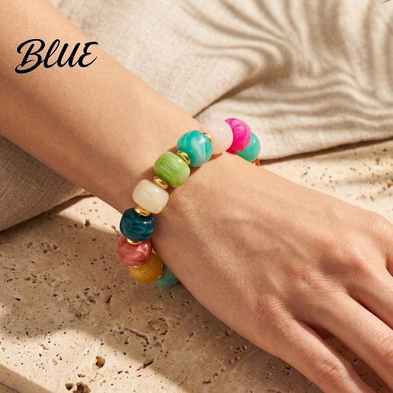 Shiny Luster Bracelet Boho Beaded Bracelets Colorful Acrylic Beads Adjustable