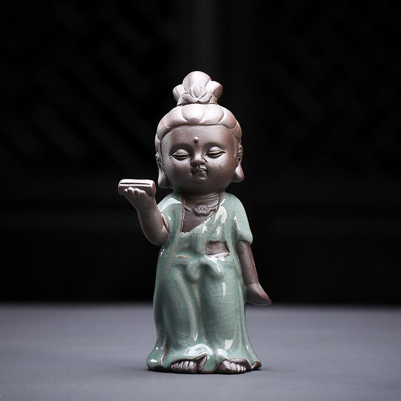 Zen Little Monk Bonsai Accessory - Ceramic Tea Pet Micro Landscape Ornament