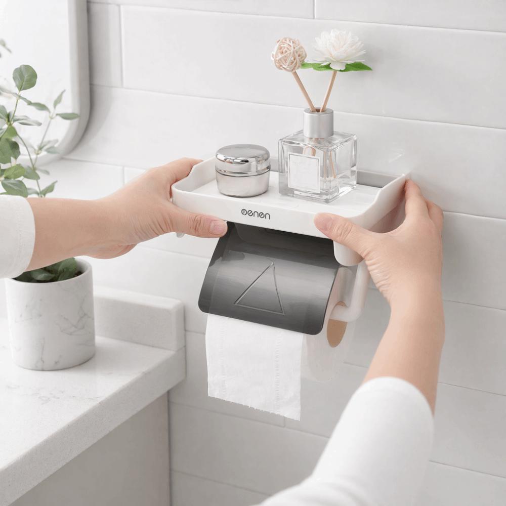 Wall Mounted Paper Towel Holder Grey Blue Tissue Dispenser Shelf Bathroom Kitchen серый