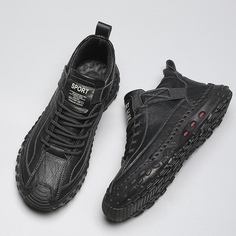 Hand-stitching Leather Men Boots Comfortable Casual Leather Shoes Men Ankle Boots