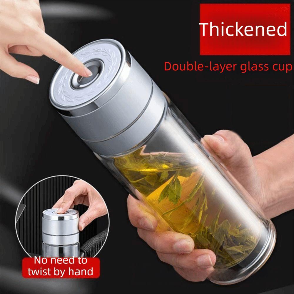 Sklenice na vodu s otevíráním jedním kliknutím Borosilikátové sklo Infuzní termoska Venkovní aktivity