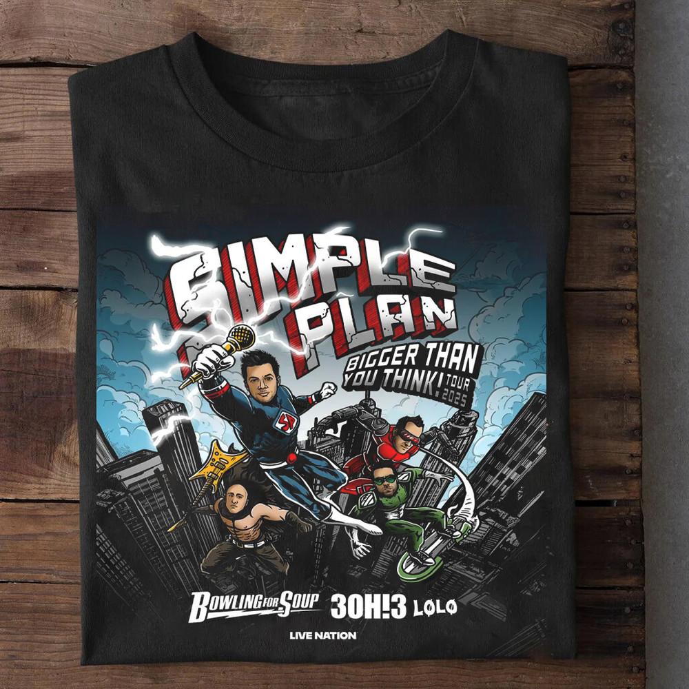 Simple Plan Band Bigger Than You Think Tour 2025 Black All Size Tee Shirt BT694 Unisex T-Shirt XXXL