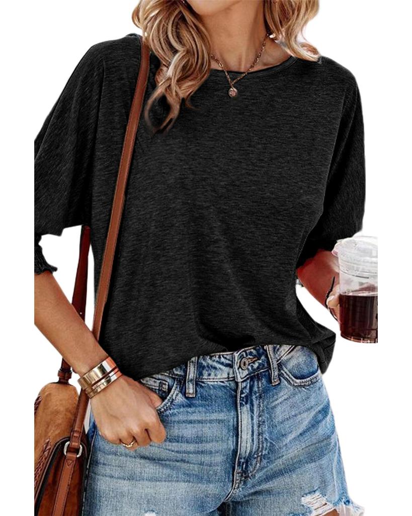 Azura Exchange Smocked 3/4 Sleeve Casual Loose Top