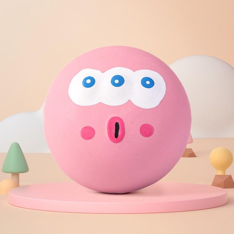 

Cartoon three eyes latex dog chew toy рожевий