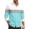Men's Casual Stylish Striped Printed Shirt - Men's Lapel Buttoned Long-sleeved Shirt