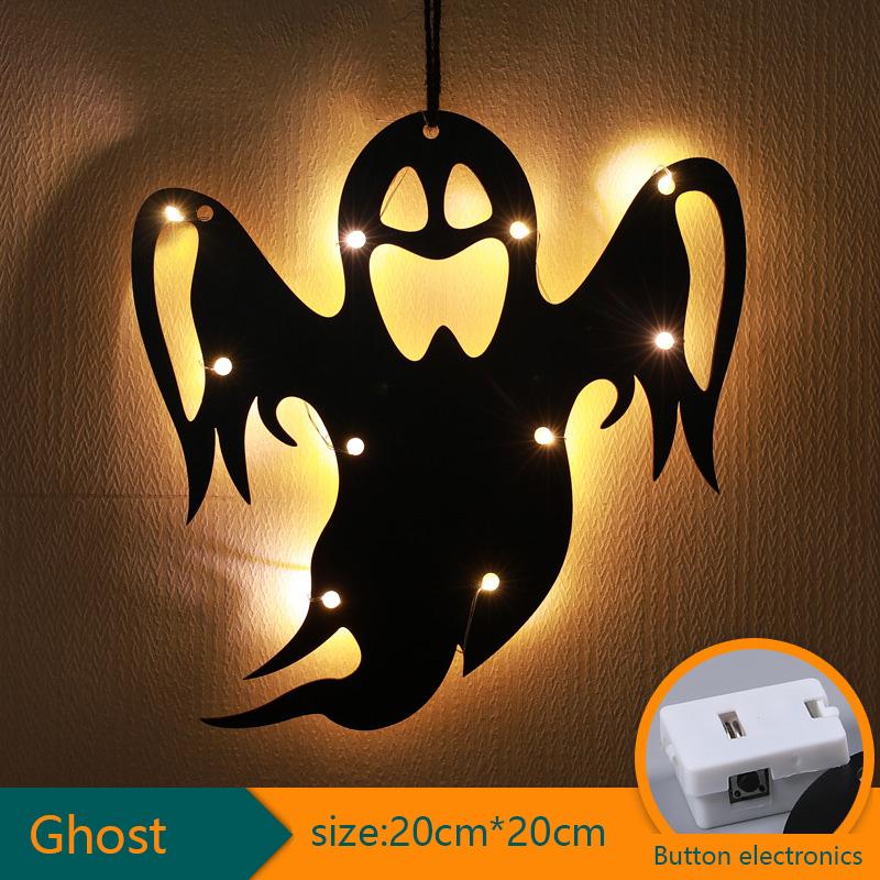 LED Light Up Halloween Hanging Ghost Spider Web Bat Ornaments Halloween Party Horror Props Indoor Outdoor Home Decoration Gifts