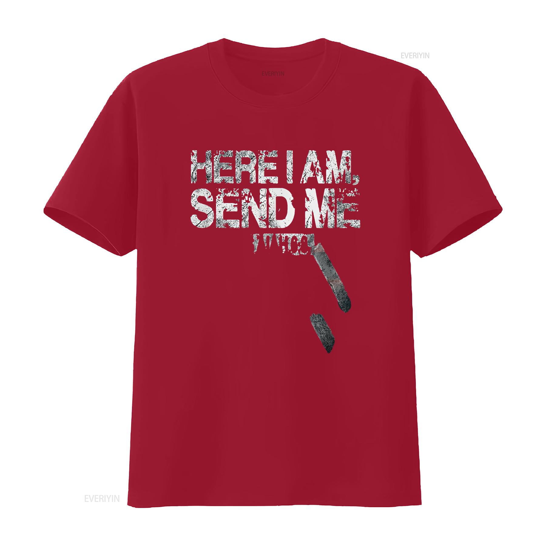 Womens Here I Am Send Me American Flag Cross Isaiah 6 8 Bible Verse T Shirt Black 2XL vintage Washed Slightly Soft homme Unisex S
