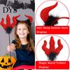 Devil Cosplay Set for Party Halloween Red Costume, Glitter Horn Headband And Trident Prop Cosplay, Masquerade Performance Accessories Adults Children