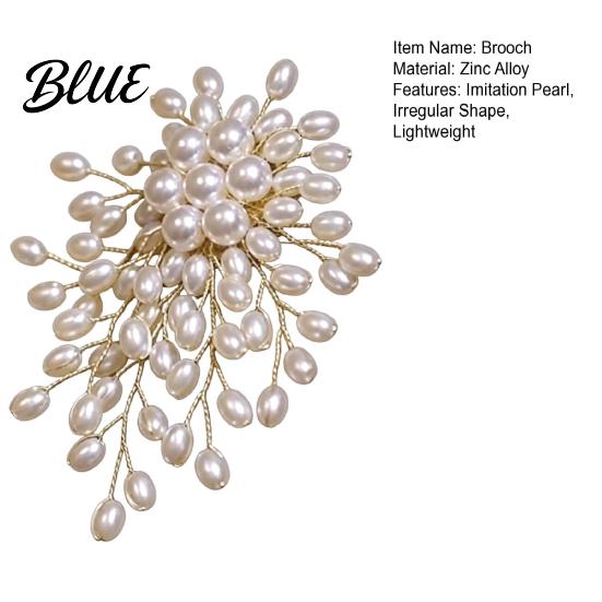 Women Brooch Zinc Alloy Pin Irregular Shape Imitation Pearls Lapel