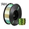 No Clog Filament Three-Color Gradient Silk PLA Filament, 1.75mm 1Kg Spool, Shiny Multicolor 3D Printer for DIY Printing Figurines Models Crafts