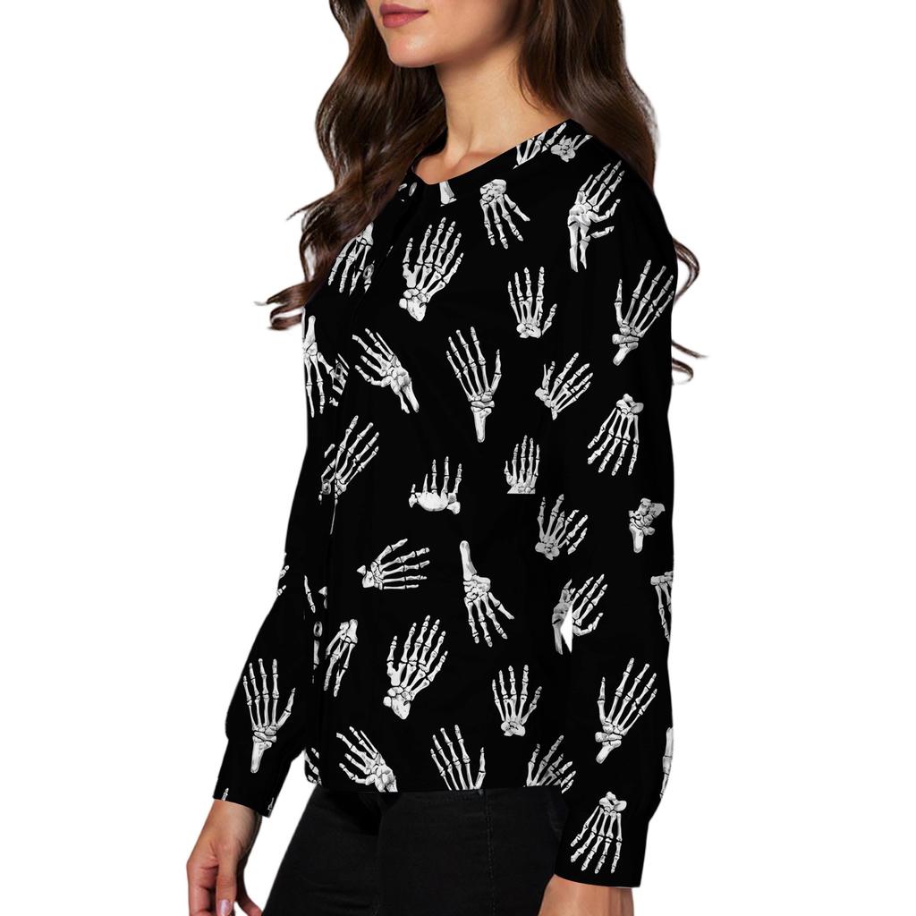 Women's Casual Fashion Single Breasted  Halloween Graphic Printed Nurses Tops