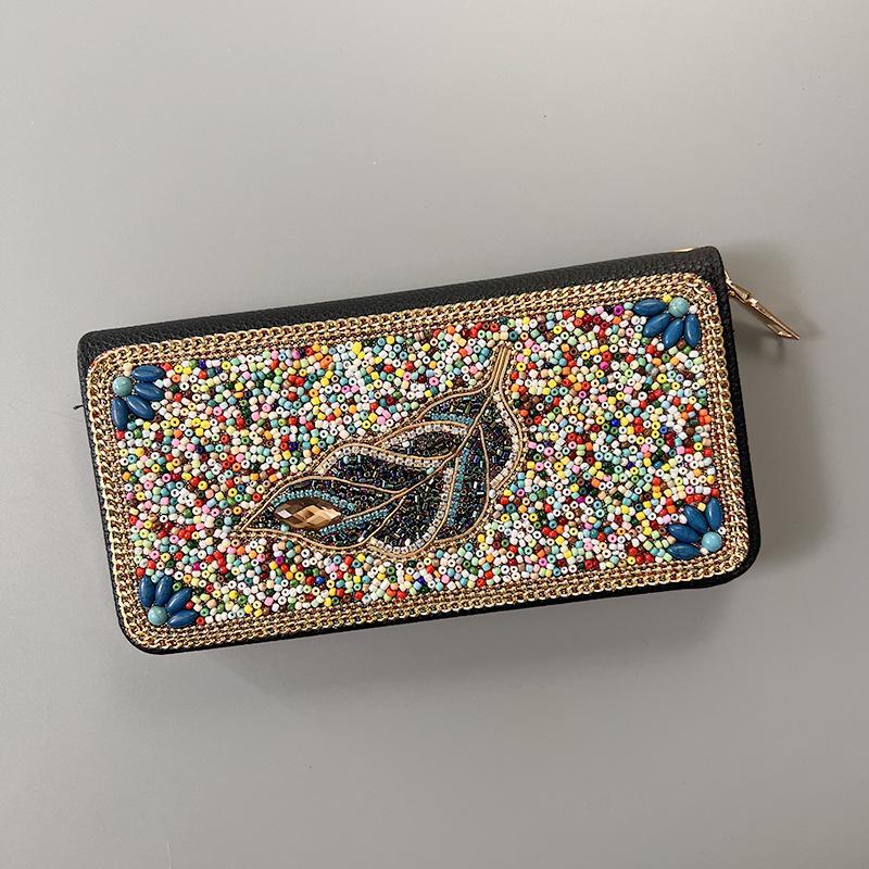 

Этнический ретро-клатч ручной работы: Сумка для вечернего макияжа и хранения с рисовыми бусинами на молнии