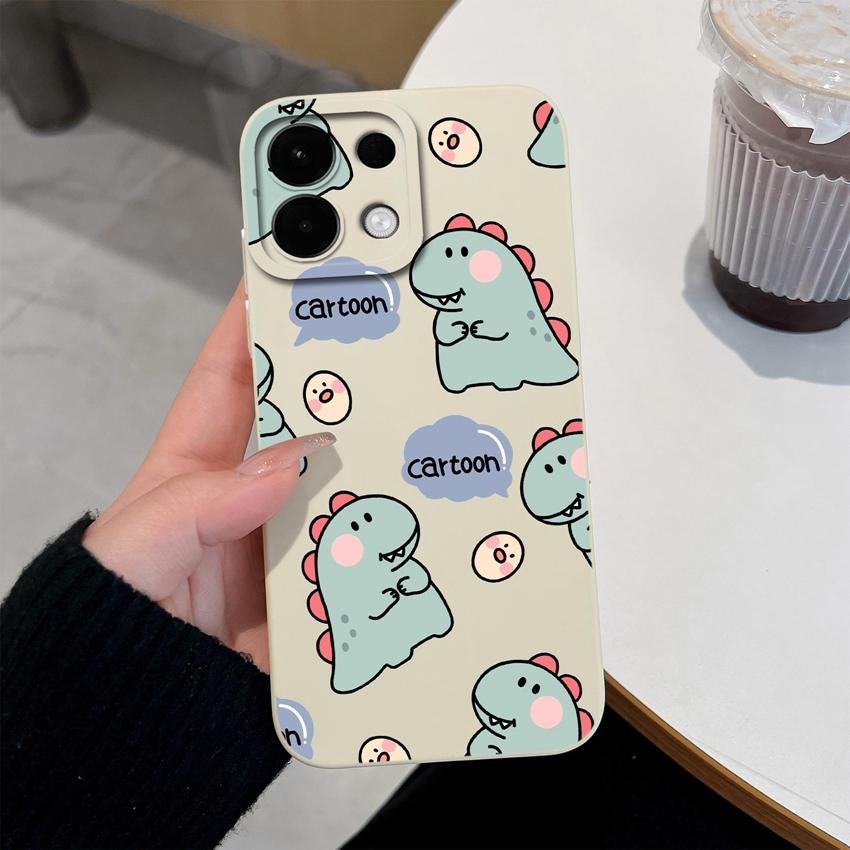 For Oppo Realme 7 10 8 9 5 6 Pro Plus K13 A5 A5X Phone Covers Cute Dinosaur Patterns Liquid Silicone Anti Drop Premium Protection Cases For Oppo Shell