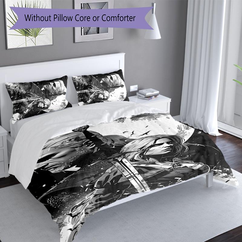 3pcs The W-Witcher 3 Wild Hunt GAME pattern bedding set duvet cover set includes duvet cover &pillowcases, perfect all season bedroom decoration & gi
