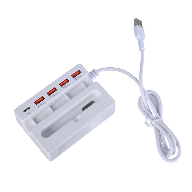 Multiple Port USB Hubs Converters with 4 USB and Type C Port Plus Phone Stand for Charging Multiple Devices