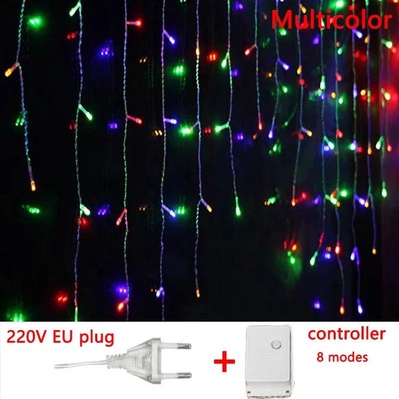 LED Curtain Icicle String Lights Christmas Garland Waterfall Droop 0.6m Garden Street Outdoor Decorative Holiday Lighting