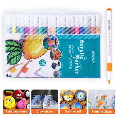 12-80 Colors Acrylic Paint Art Marker Pens DIY Hand Drawn Painting Drawing for Glass Fabric Card Ceramic Stone Mug Clothes Shoes