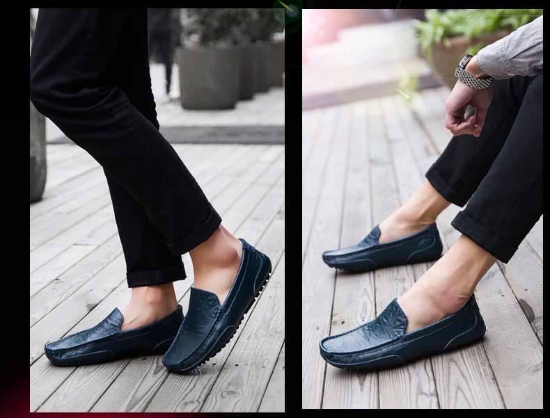 British Style Men's Plus Size Leather Driving Moccasins for Spring & Autumn