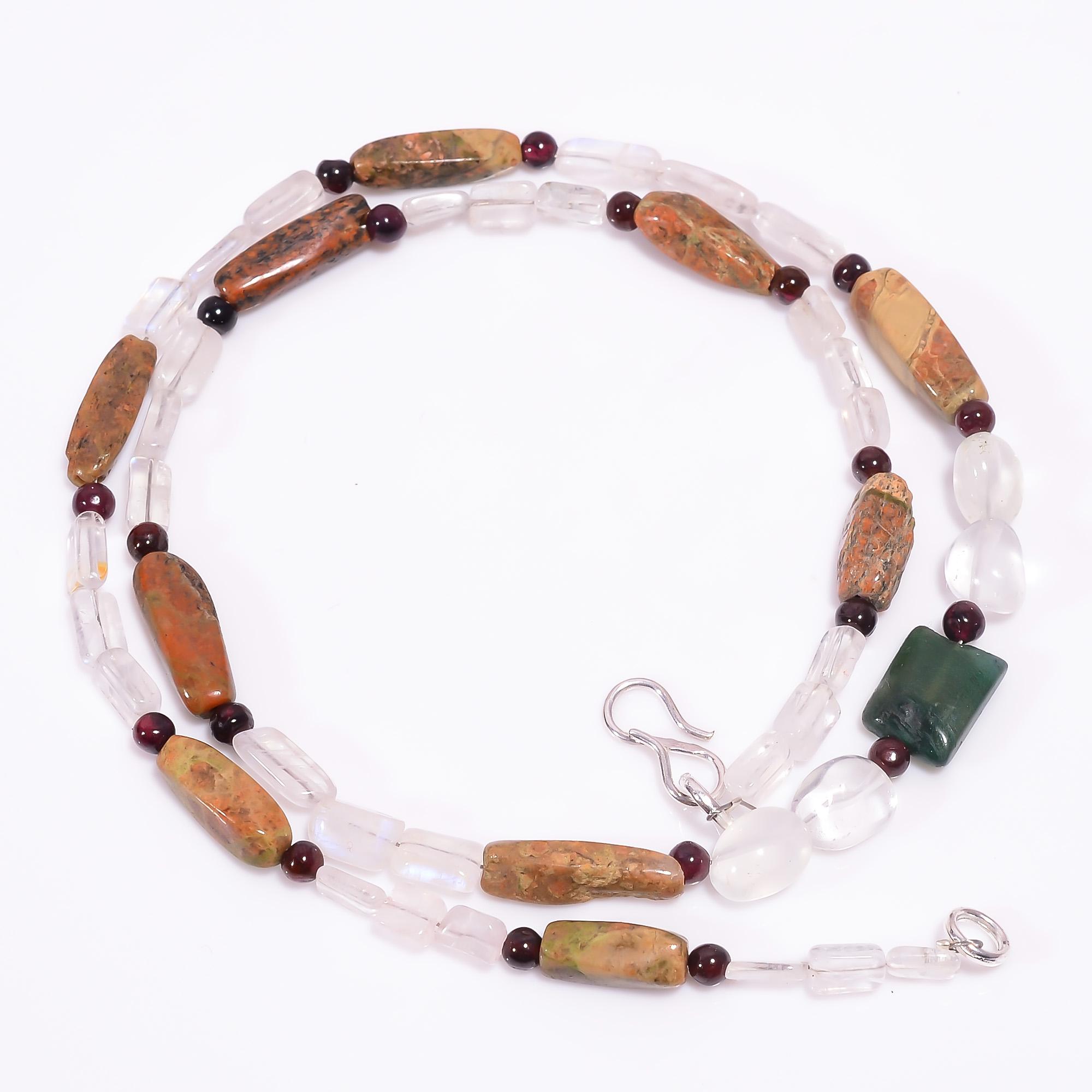 

Радужный Лунный Камень Унакит Кристалл Драгоценный Камень Бусы Ожерелье 3-16 мм 18 UB-8000 UB-8000