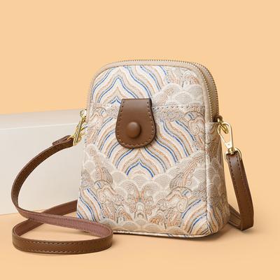 Weiche Leder-Handytasche Damenmode Stickerei Tasche Sommer High Fashion Single Shoulder Crossbody Bag