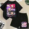 Moda Informal Estampado 3D Infantil Ola Coreana Cazador de Demonios Película Dibujos Animados Niños y Niñas Conjunto de Manga Corta