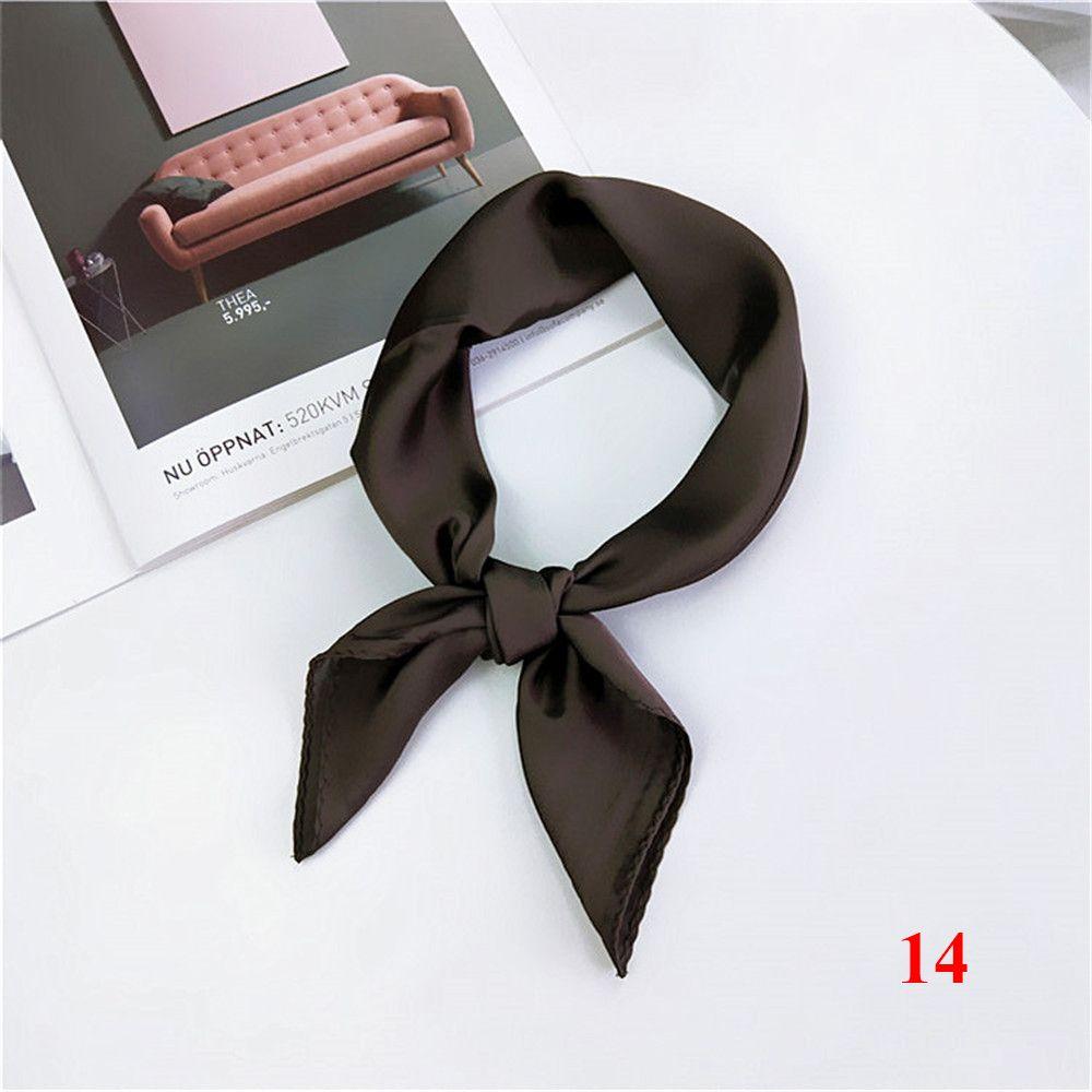 Gifts Elegant Solid Color Head Neck Hair Tie Band Silk Feel Satin Women Square Scarf