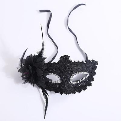 Masque de Mascarade Strass Plumes Fleur Dentelle Demi-Visage Sexy Plume Fleur Pour Couple Bal Masqué Jeu de Fête