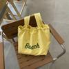 Tasche mit Buchstabendruck Bequeme Kordelzugtasche Große Kapazität Lässige Tasche Weich Zum Ausgehen Kurze Ausflüge Reisen