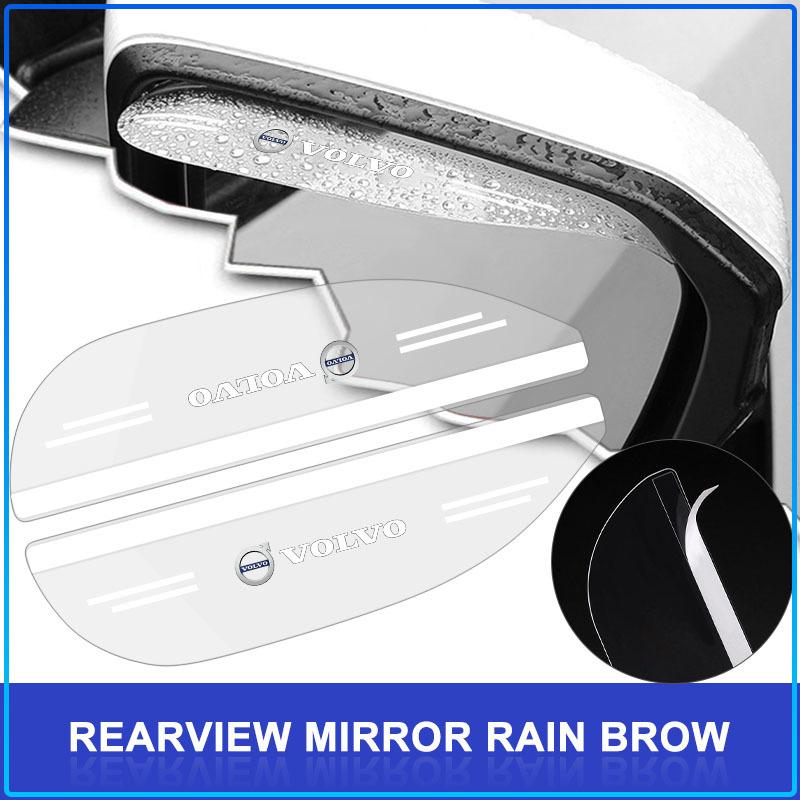 2PCS Car Transparent Car Rearview Mirror Rain Eyebrow Visor Cover For Volvo XC60 XC90 S60 S80 S40 V40 V60 V70 V50 XC70