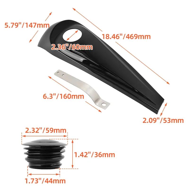 Gloss Black Motorcycle Smooth Dash Fuel Console Panel Gas Tank Cap Cover For Harley Touring Electra Glide Street FLHT FLHX 08-UP