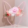 Colorful Easter Garland Artificial Flower Bunny Ears Hair Hoop  Costume Party Accessories