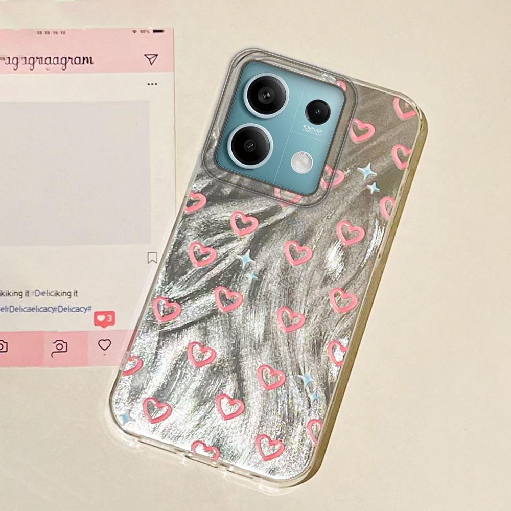 Cute Pink Love Heart Phone Case for Xiaomi Redmi A3 A3X A4 14C Note 10 12 11 Pro Poco X5 X7 Pro X5 X7 Pro Shell Silicone Cover