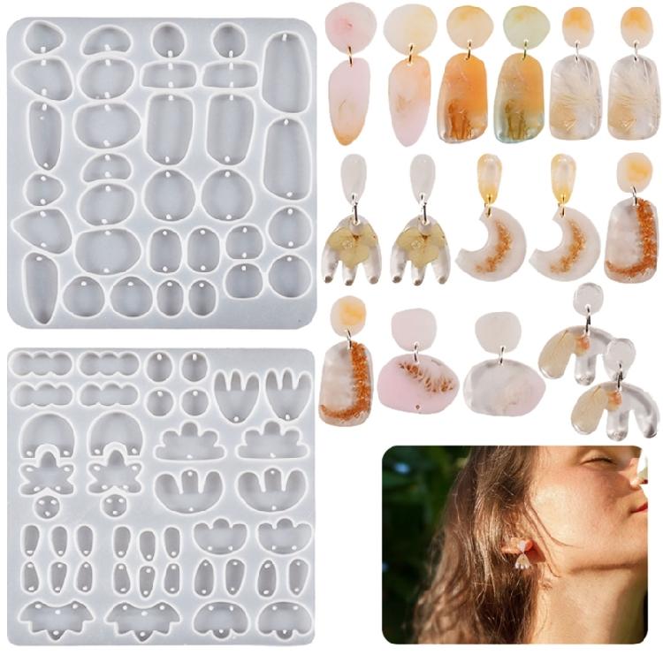4 Pcs Multiple Styles Earring Combination Keychain Silicone Mold Epoxy DIY Craft