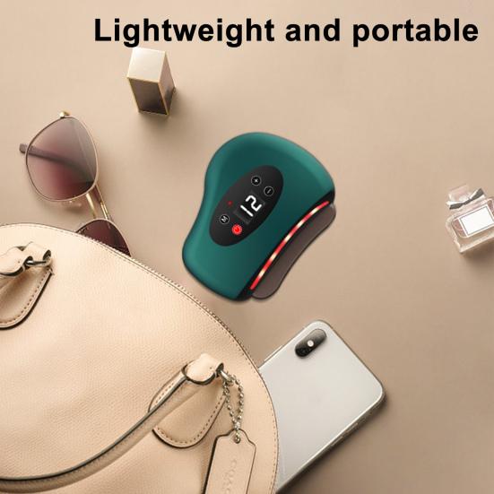 Electric Gua Sha Device 9/12 Vibration Levels Adjustable Heated Face Massager Red Light Therapy Facial Neck Arm Leg Body Guasha Tool with Heat