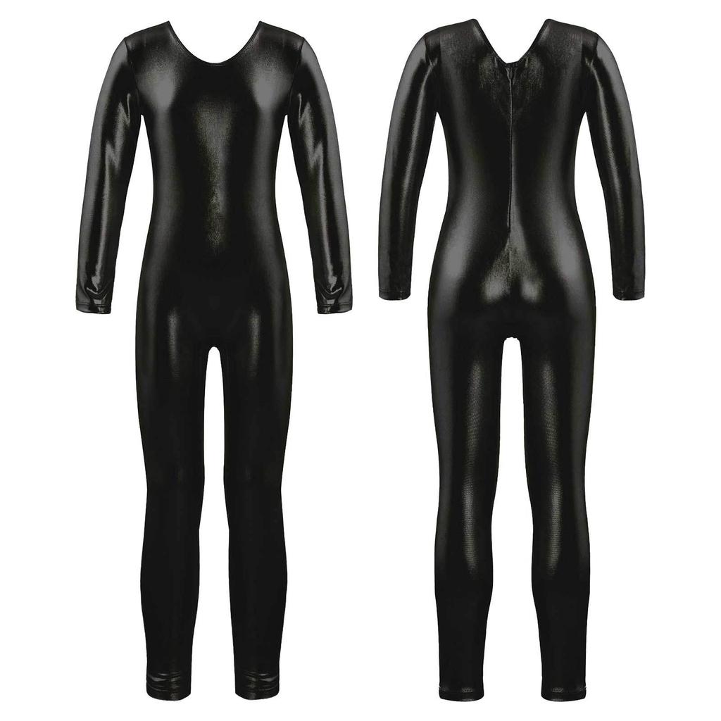 Kids Ballet Gymnastics Unitard Girls Long Sleeve Round Neck Leotard Dance Catsuit Bodysuit Dancewear