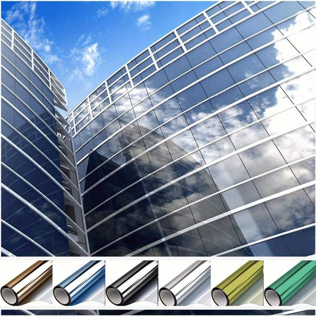 Reflective Privacy Window Film: One-Way Mirror, UV & Heat Control, Self-Adhesive, Waterproof - Ideal For Office & Hotel