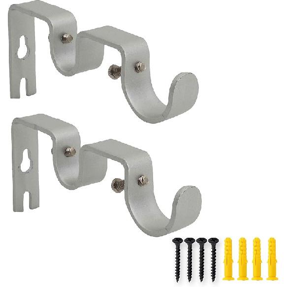 AddGrace 6 PCS Double Curtain Rod Bracket Heavy Duty Vintage Curtain Rod Holder for 1 and 5/8 Rod (6 pcs Black) серебряный