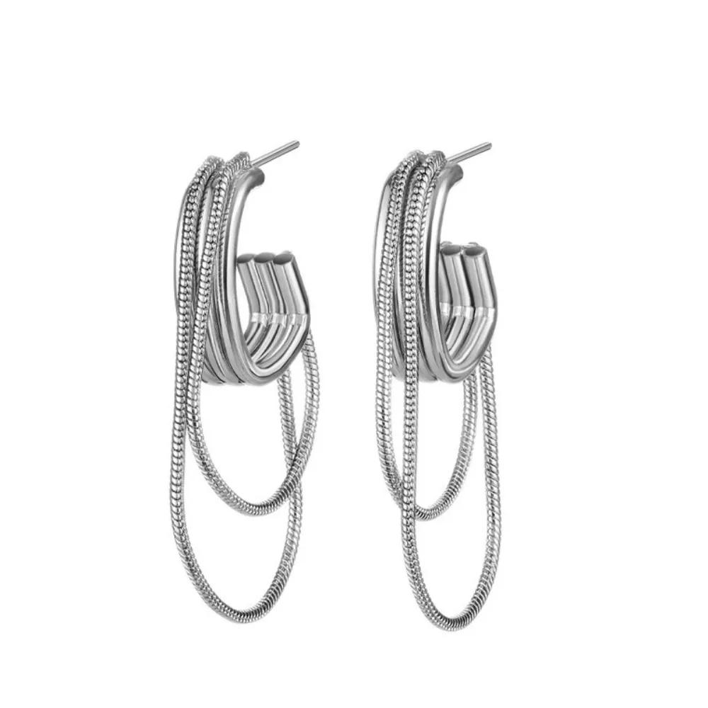 

Metal Tassel Geometric Earrings Ear Accessory Minimalist Women s Drop Earrings Fashion Jewelry Dangle Earrings Wedding срібний