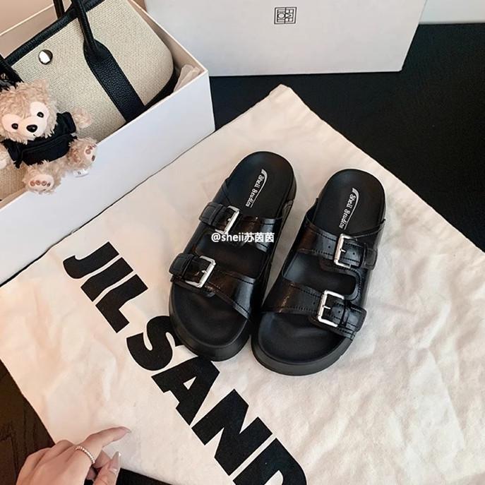 

Сандалии на толстой подошве с пряжкой, повседневные пляжные женские шлепанцы для улицы 40 чёрный