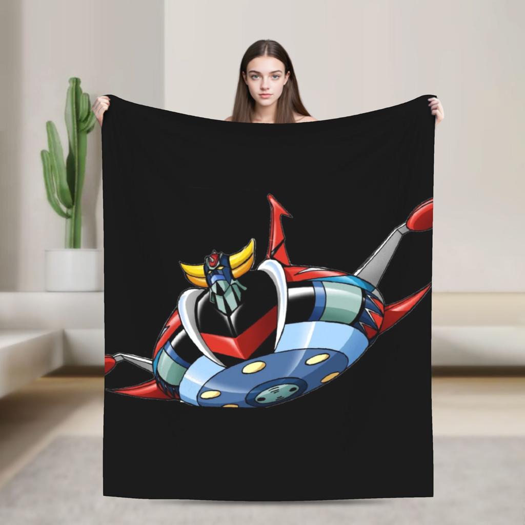 Mazinger Z Manga Knitted Blankets Coral Fleece Plush UFO Robot Grendizer Warm Throw Blanket for Bedding Couch Bedspread